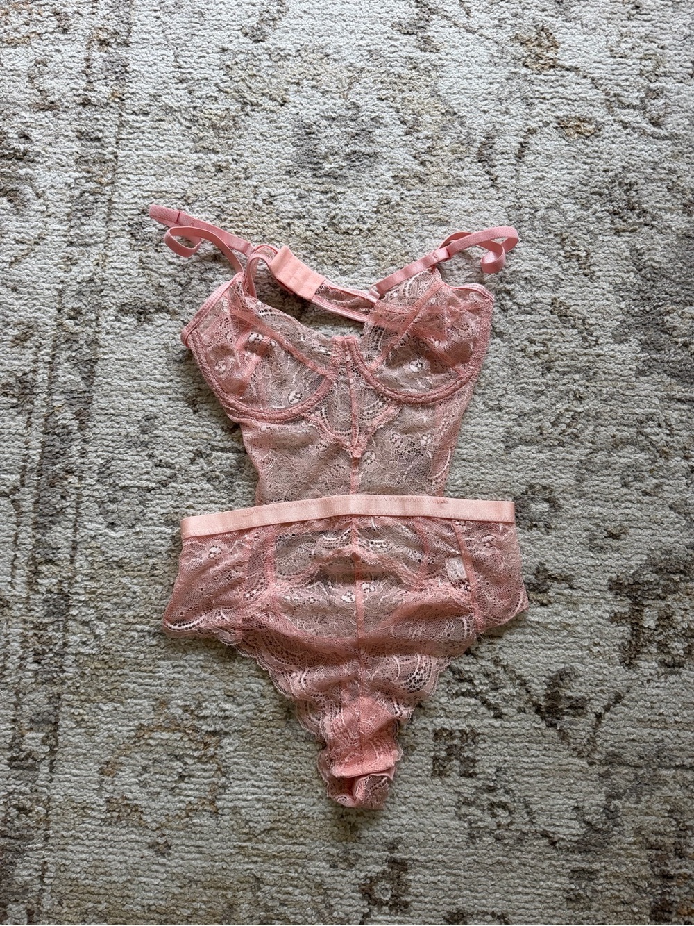 Sheer Lace Lingerie in Blush Pink - size small